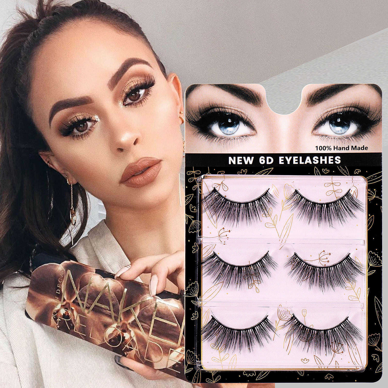 Natural synthetic fiber 3 pairs of fake eyelashes internet famous simulation of grafting eyelashes W250324