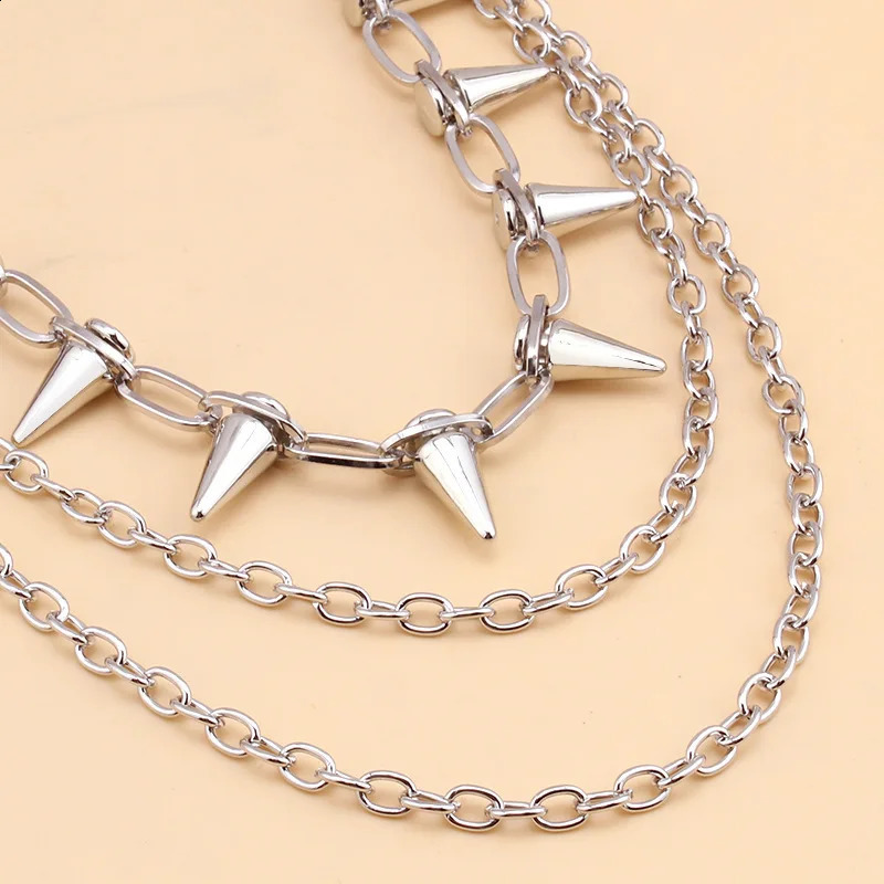 Punk Spike Rivet Layered Metal Chain Keychains For Men Women Pants Jeans Biker Gothic Rock Belt Chains Jewelry Accessories Gift 250414