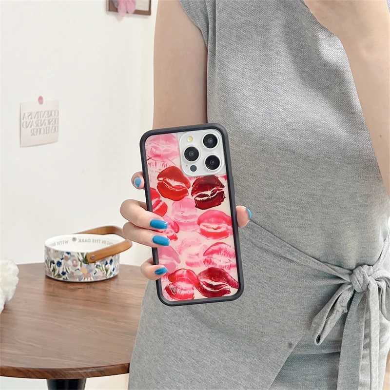 Fashion Wildflower 3D Cute Girl Sexy Lips Phone Case For iPhone 15 14 13 12 16 Pro Max WF Luxury Leopard Love Star Cover Z250324