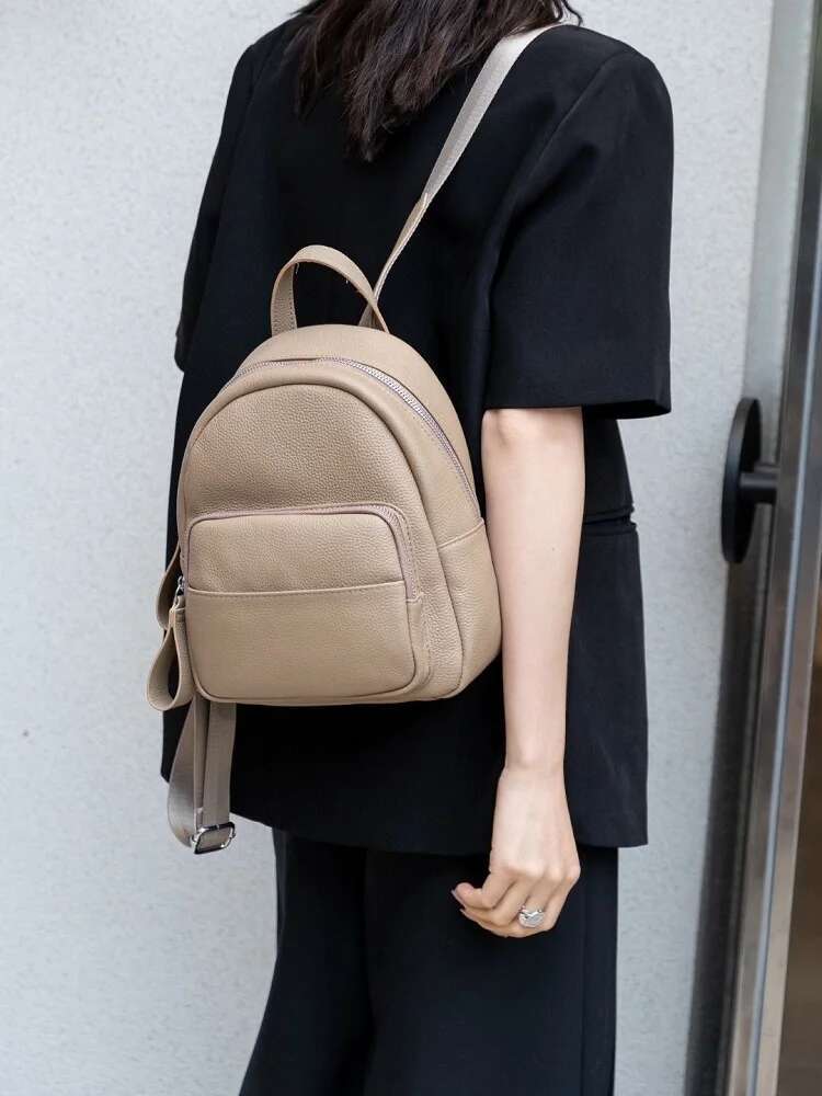 100% Genuine Leather Backpack Fashion Cowhide Shoulder Bag Female Simple Commuter Travel Schoolbag Women Handbag Shopping