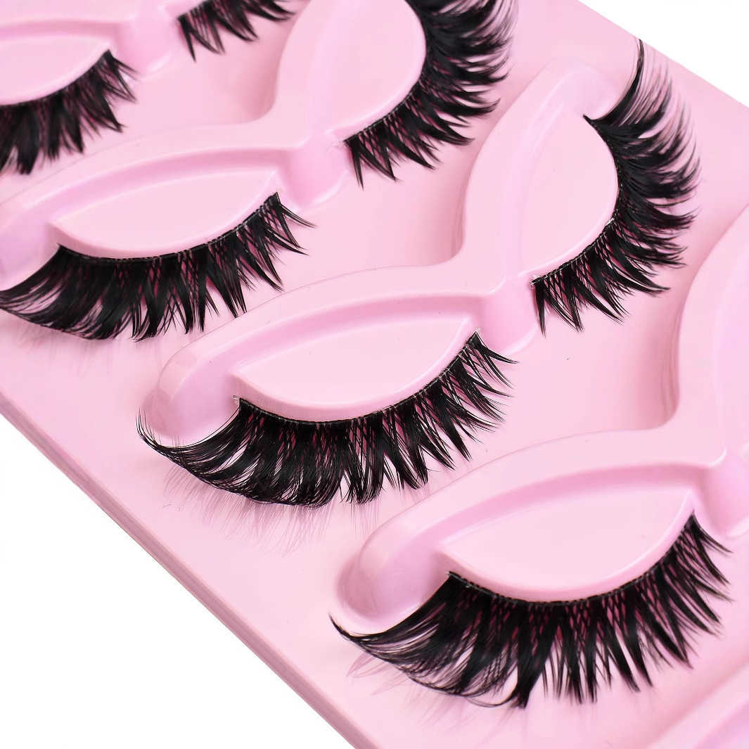 5 pairs of full fox eye cat eye false eyelashes thick and curled simulated fox style eyelashes W250324