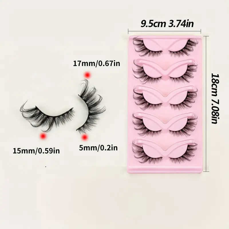 Slant Flying 5-Pair Cat Eye False Eyelash 3D Thick Curling Simulation Eye Tail Stretching Fox Series Eyelash W250324