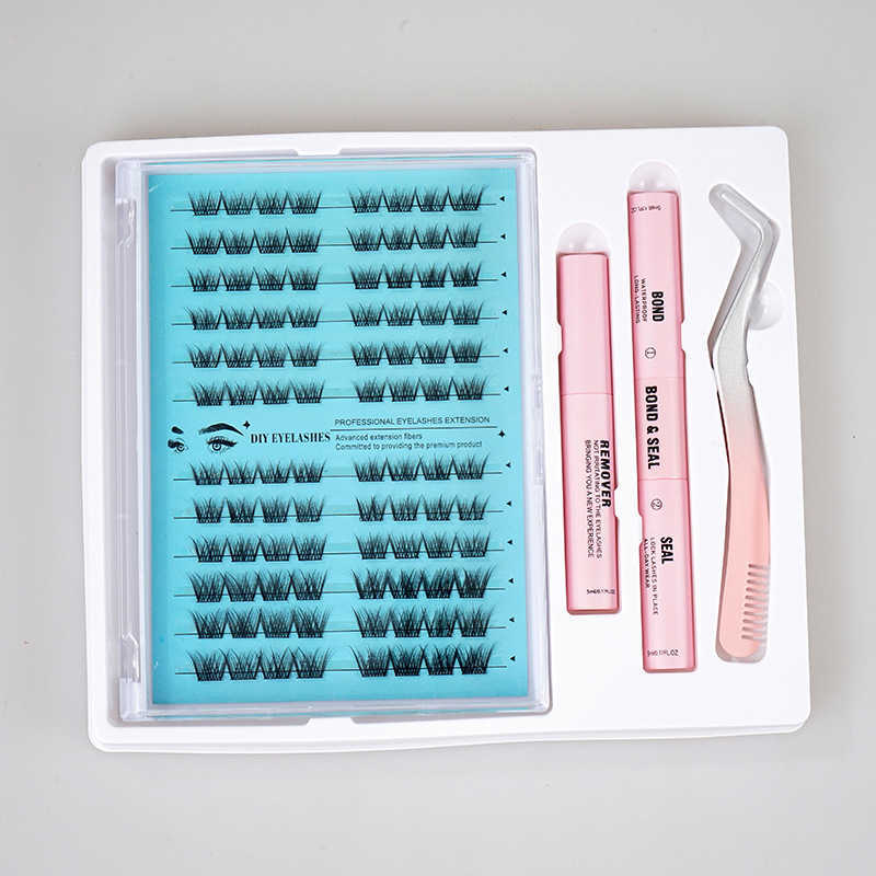 Hot fake eyelashes black stem curly thick slender three-dimensional segmented single cluster exaggerated eyelashes W250324