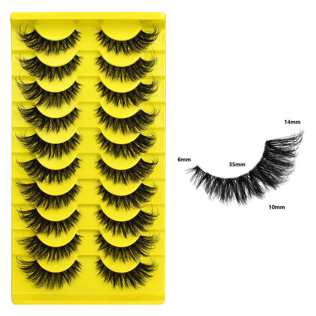 Ten pairs of curled transparent stem false eyelashes thick three-dimensional fluffy false eyelashes TEMU Xiyin W250324