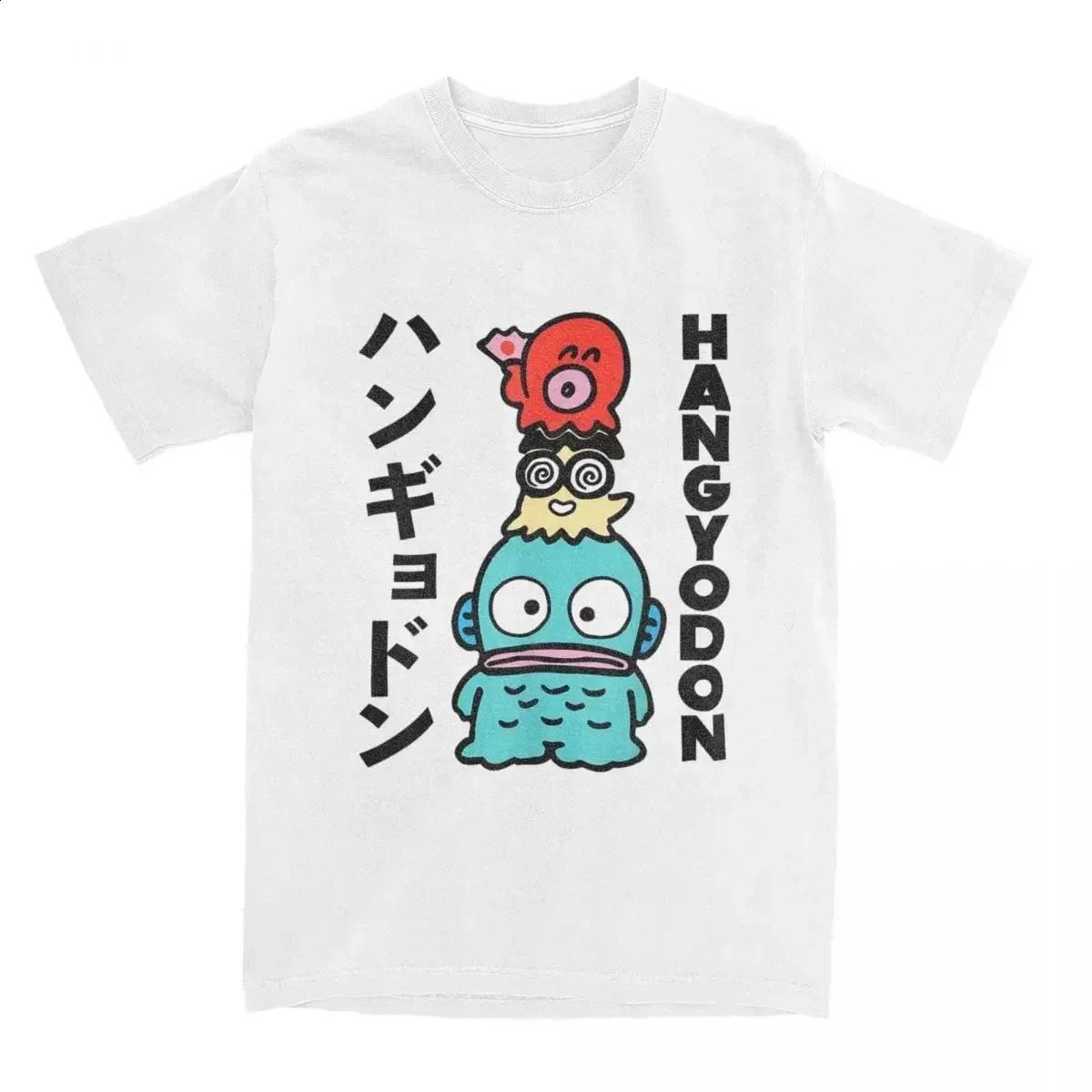 Hangyodon Japanese mens and womens retro Tshirt short sleeved Oneck summer clothing Y2k top 250324