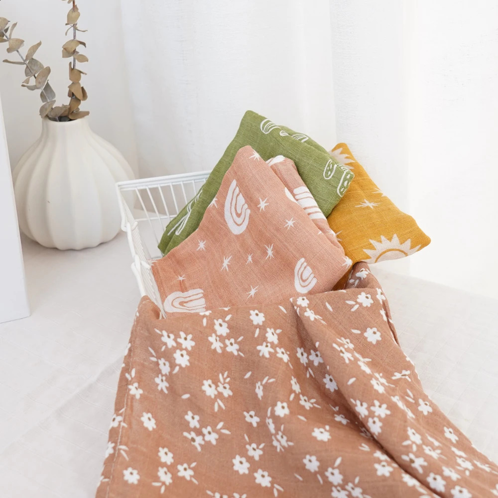 4/5 pieces of 60x60cm soft baby bib bamboo cotton denim comfortable baby scarf plain weave blanket 250324