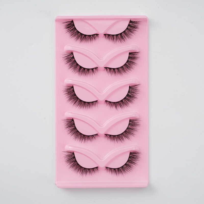 Three dimensional multi-layer dense cross shaped false eyelashes with black stem comfortable simulation of one-piece eyelashes on the mirror W250324