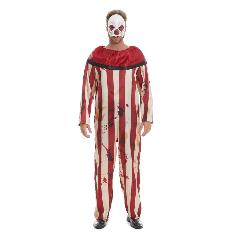 Scary Adult Clown Two-Piece Set with Jumpsuit and Matching Mask - Code Y18405 quantity