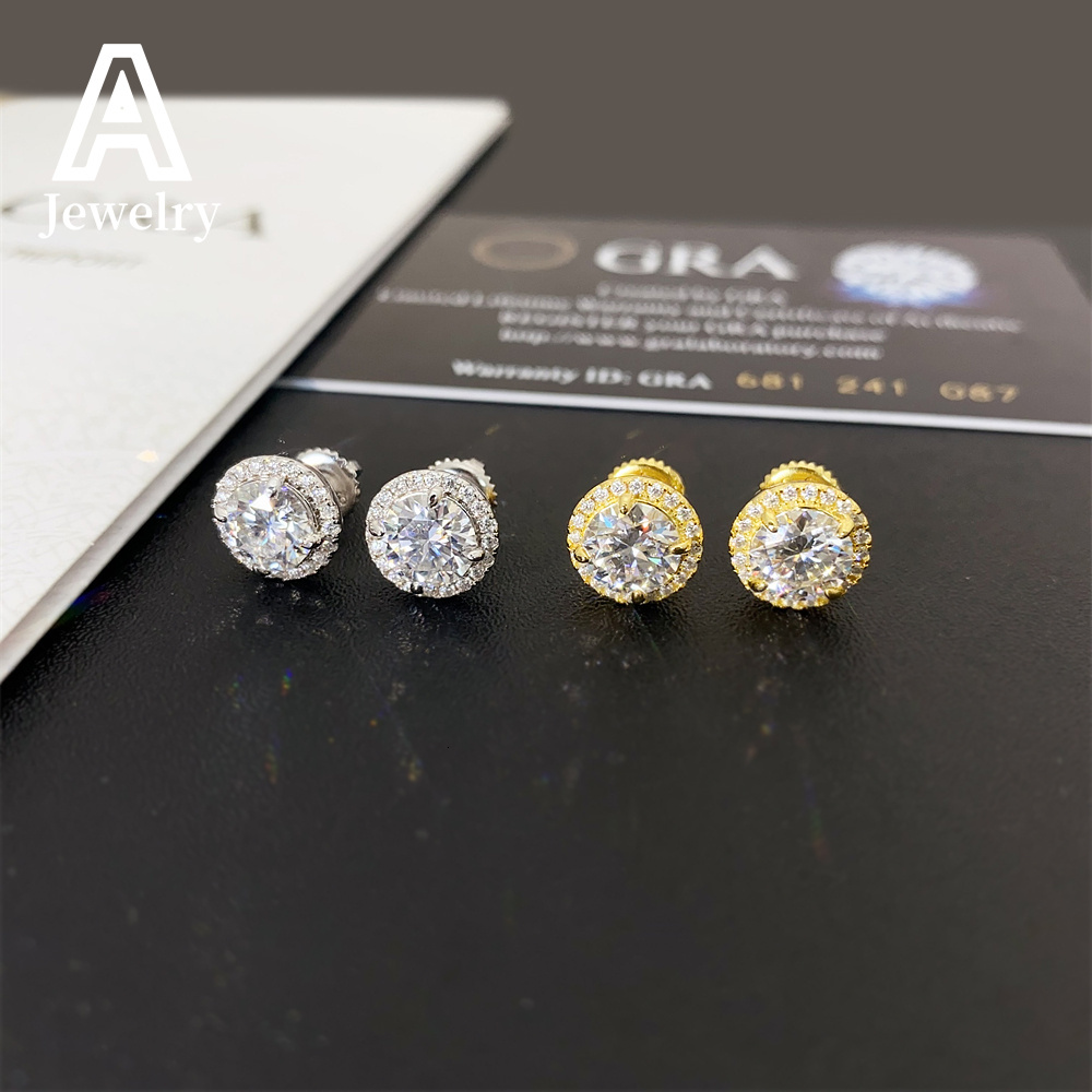 Cross-border exquisite 6.5mm 925 silver VVS Mosan Earrings 2024 New mens and womens hip hop personality jewelry stud earrings