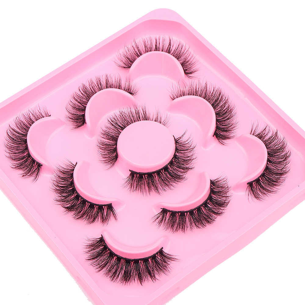 Five pairs of large capacity thick curled and full length false eyelashes W250324