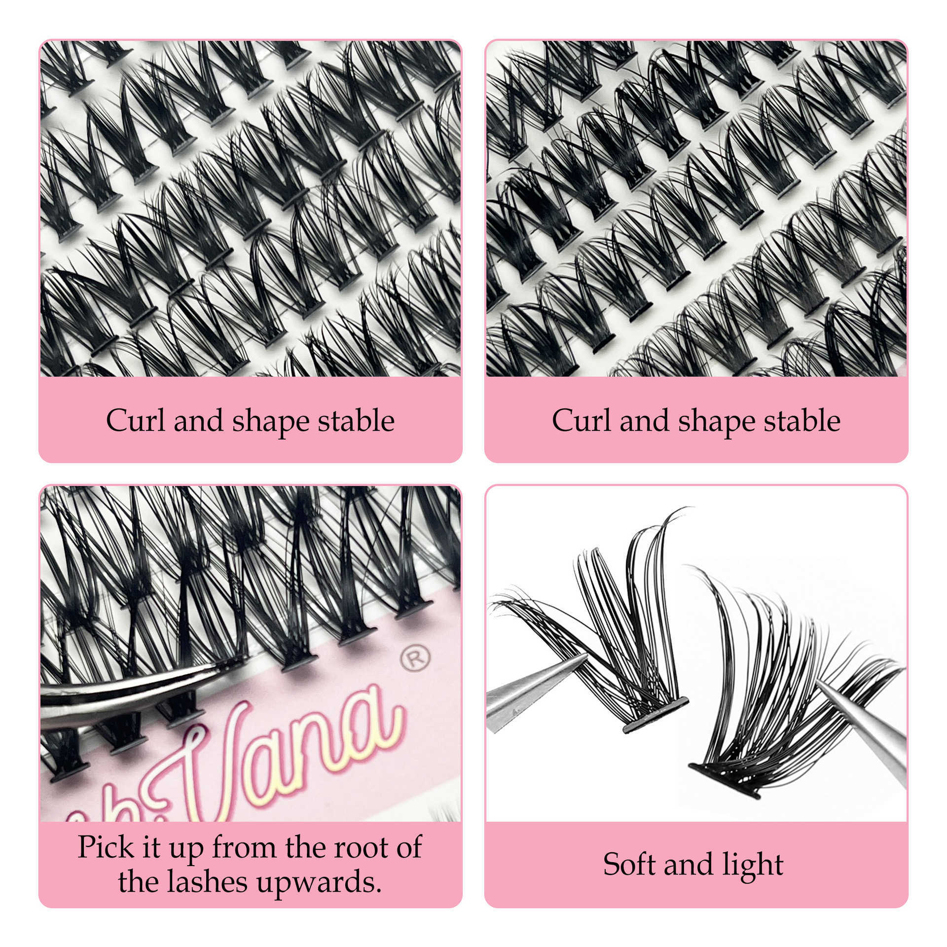 DIY large capacity eyelash cluster thick and curled eyelashes self grafting flat vacation eyelashes W250324