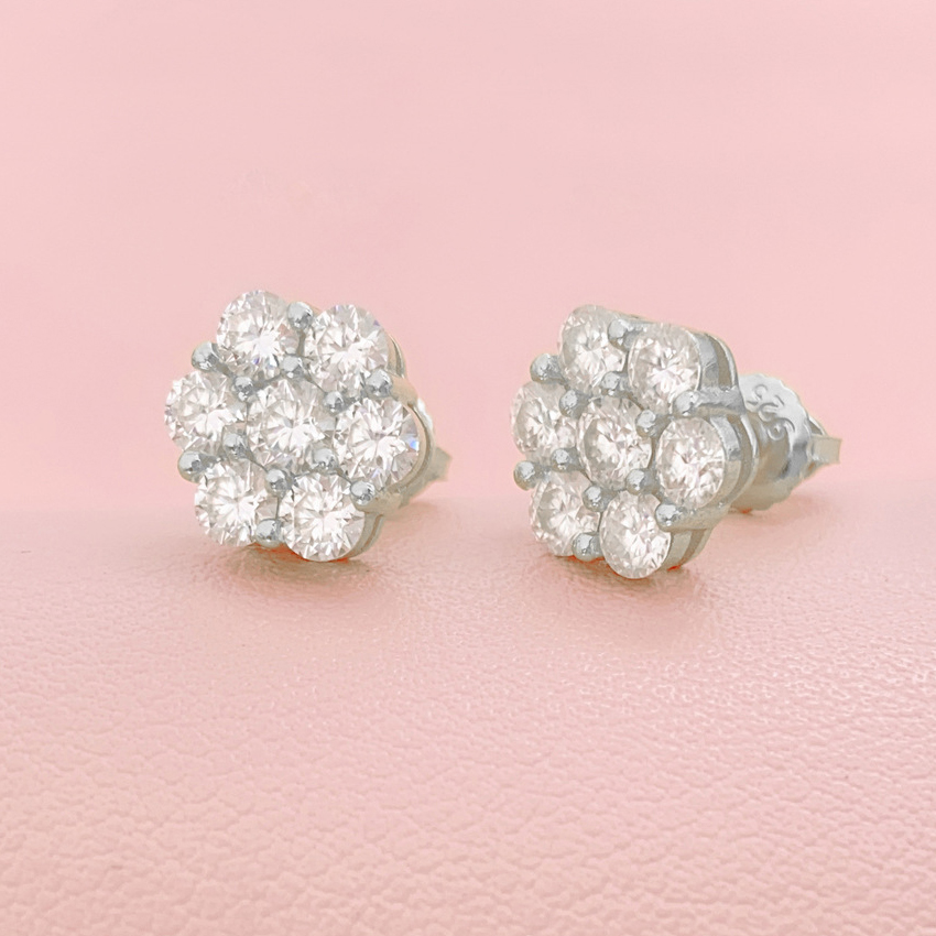 stud earrings designer for women 925 sterling silver pass diamond tester vvs1 D color flower moissanite earrings mens gold earring jewelry valentines 