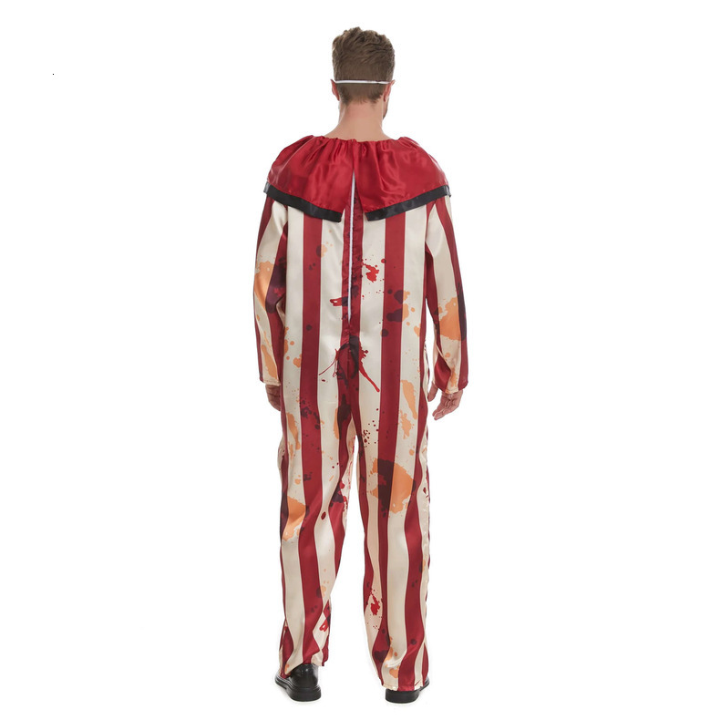 Scary Adult Clown Two-Piece Set with Jumpsuit and Matching Mask - Code Y18405 quantity