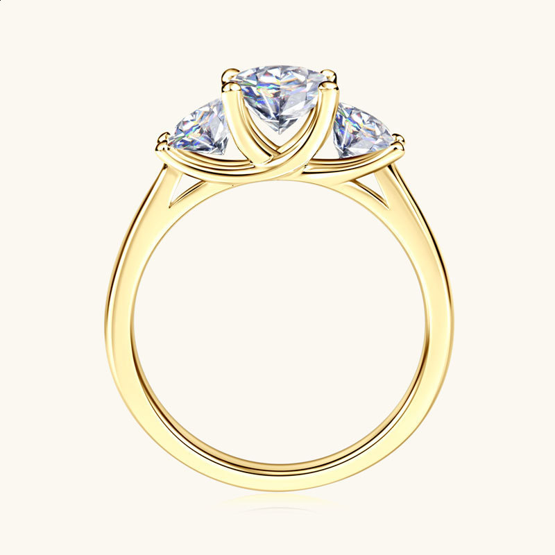 925 Sterling Silver Three Stones Wedding Engagement Ring For Women 2.2 D Color Diamond 241127