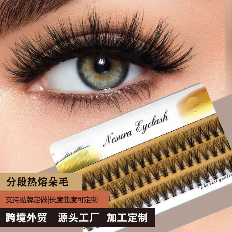 Single cluster self grafting eyelashes 10D-100D segmented hot melt plush false eyelashes thick and soft W250324