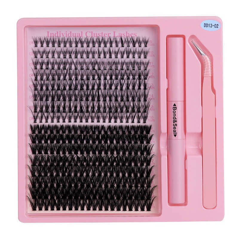 False eyelash extension set with segmented thick eyelashes W250324