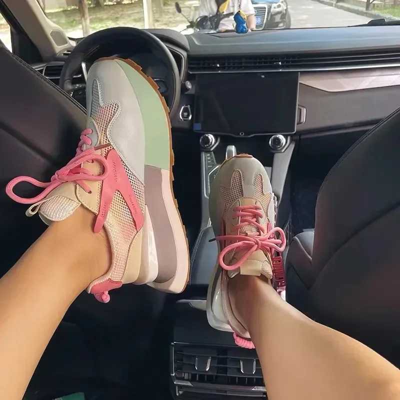 Platform shoes womens casual sports shoes Fi casual mixed color mesh breathable height increased wedge outdoor running shoesXJ250324