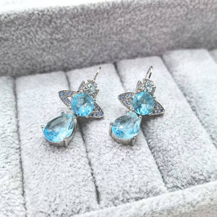 Blue Pink Diamond Necklace Bracelet Blue Diamond Pendant Necklace Elegant Necklace Wedding Jewelry Stone Bracelet Necklace Earrings Set Party Gift