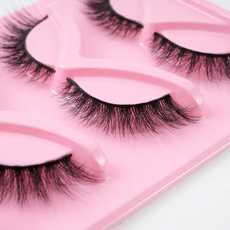 Three dimensional multi-layer dense cross shaped false eyelashes with black stem comfortable simulation of one-piece eyelashes on the mirror W250324