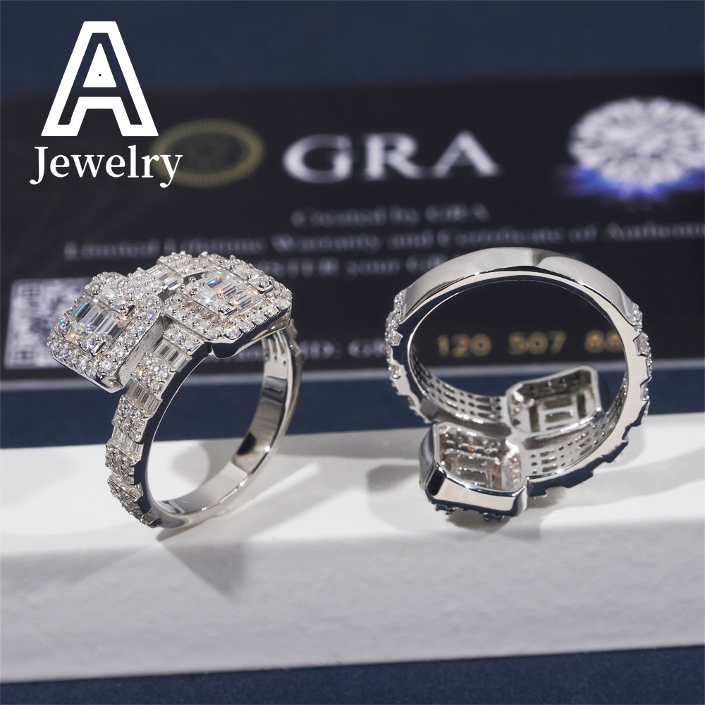 Fashion jewelry 925 sterling silver vs Moissanite hip hop mens and womens ring cross-border promotion products