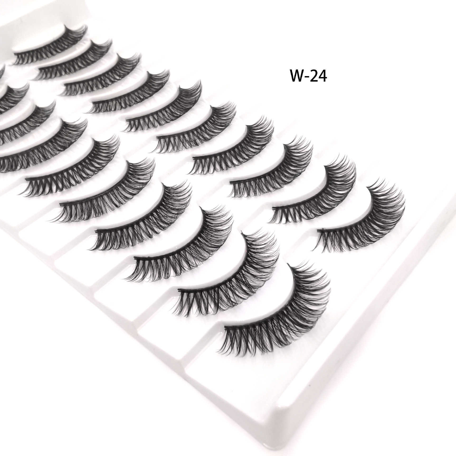 New Russian false eyelashes DD curve thick eyelashes ten pairs of chemical fiber natural charm eyelashes W250324