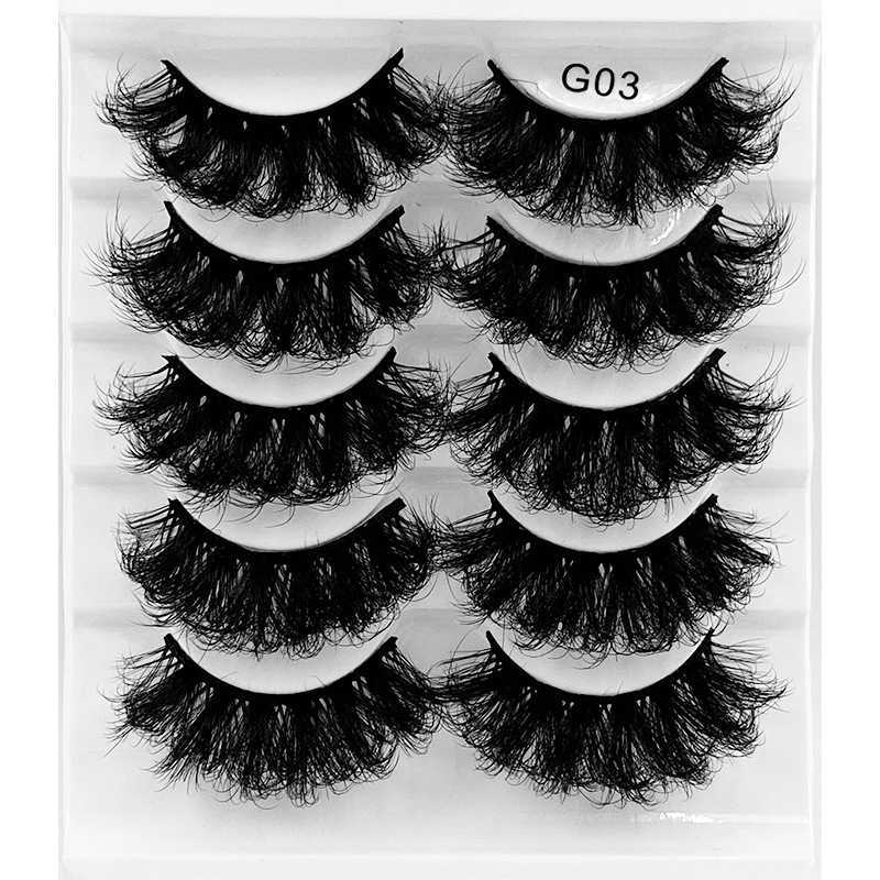 5 pairs of explosive eyelashes messy and thick with a hard stem and false eyelashes naturally layered and crossed imitating mink fur W250324