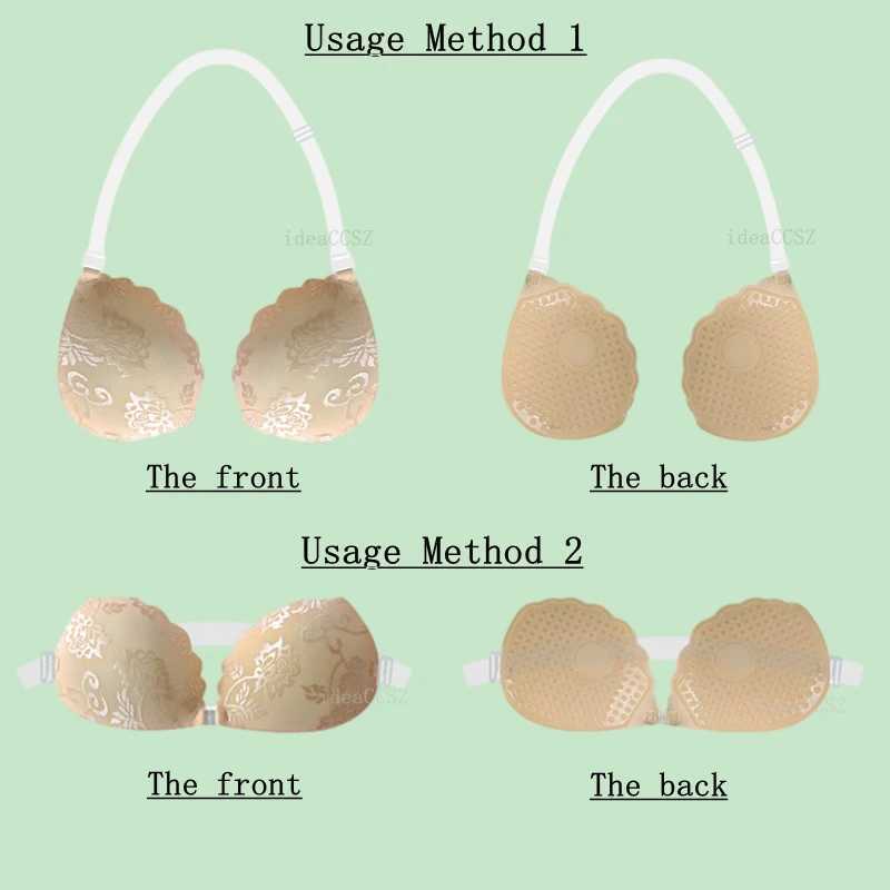 Lace invisible bra backless adhesive push up style womens bra sexy transparent tape silicone adhesive braXJ250324