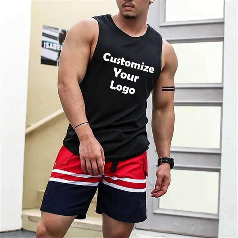 Customized mens sleeveless fitness T-shirt fashionable mens muscle training vest exercise and fitness vest top-level mens sports top mens Blous X25032