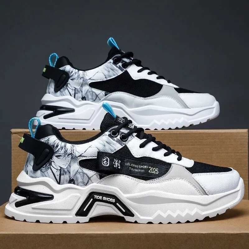Mens fashionable sports shoes summer new breathable running shoes dad shoes Fi lightweight and comfortable casual walking shoesXJ250324