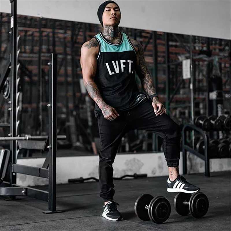 Brand gym workout mens vest patch fitness sleeveless strapless shirt mens bodybuilding sportswear vest X250324