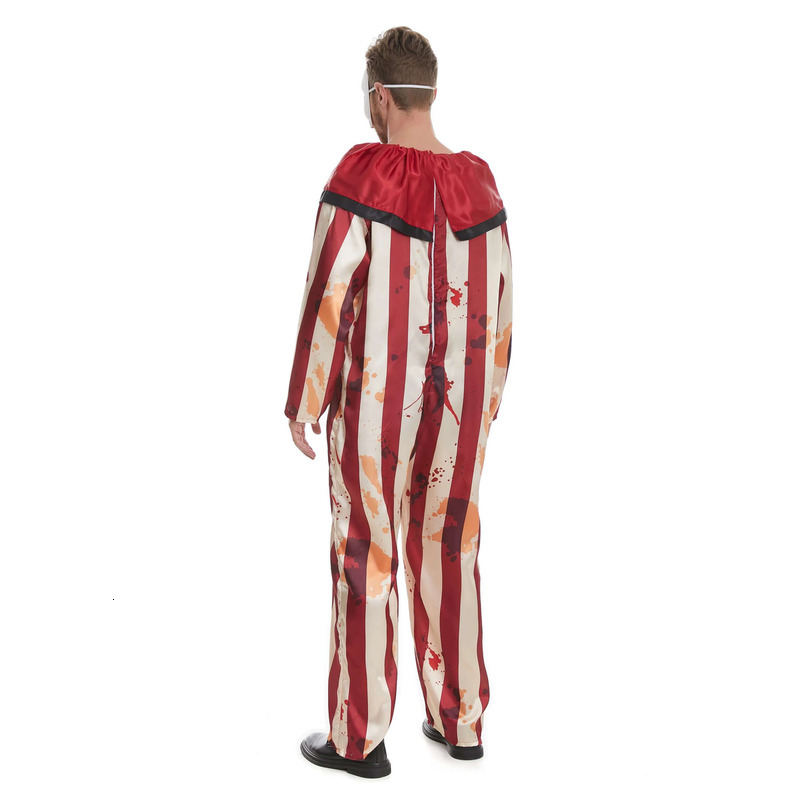 Scary Adult Clown Two-Piece Set with Jumpsuit and Matching Mask - Code Y18405 quantity