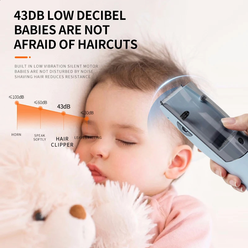 Automatic Gather Hair Trimmer for Baby Waterproof Kids Hair Clipper Children Sleep Hair Cutting Machine Shaver 250303