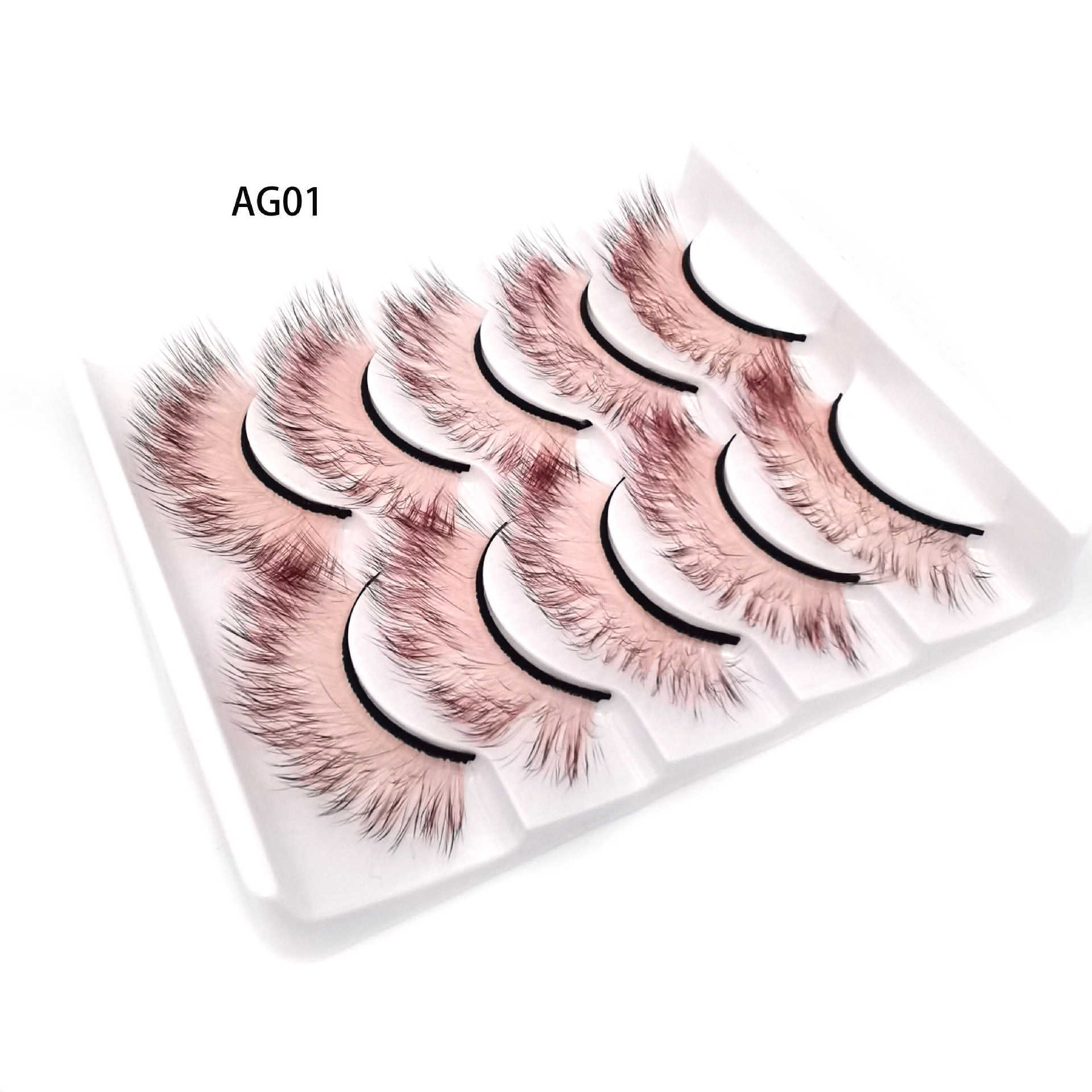 New Gradient Color 5-Pair Natural Stage Makeup Thick False Eyelash 3D Eyelash W250324