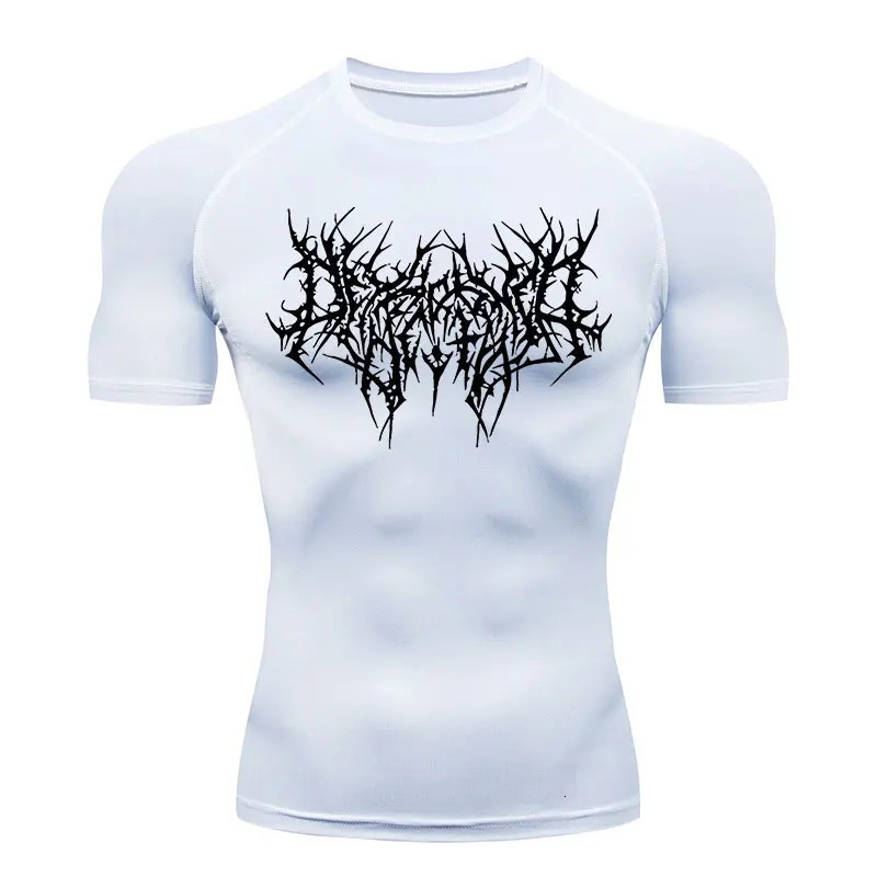Y2K GYM Compression Tshirts Sport Workout Thorn Print T-shirts Mens Running Fitness Tight Summer Sportswear Top Tee 250324