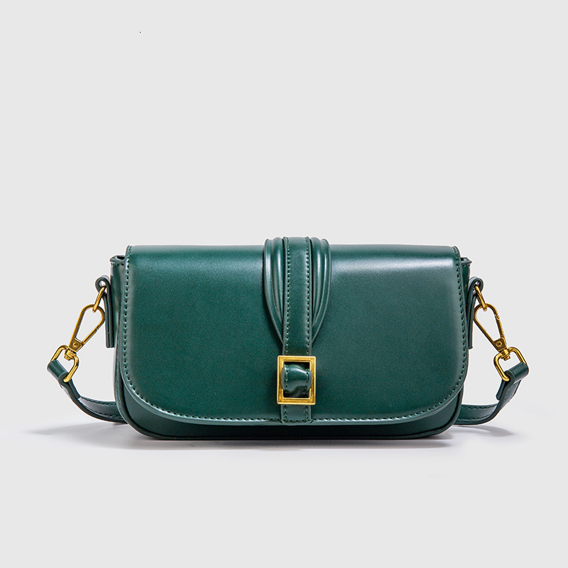 Family New Product Tofu Green Classic Buckle Decoration One Shoulder Crossbody Mini Versatile Small Square Bag