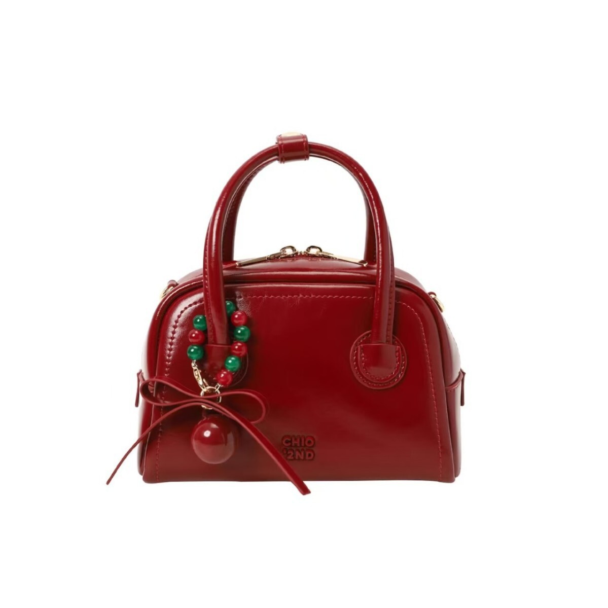 High End Leather Series Christmas Bingo Pillow For Women Red Handheld Crossbody Bag