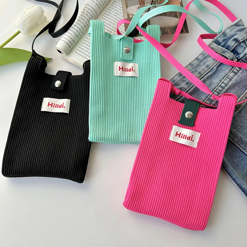 Mini Knitted Cross body Bag Korean Shoulder Bag Reusable Shopping Phone Bag Womens Handbag 250320
