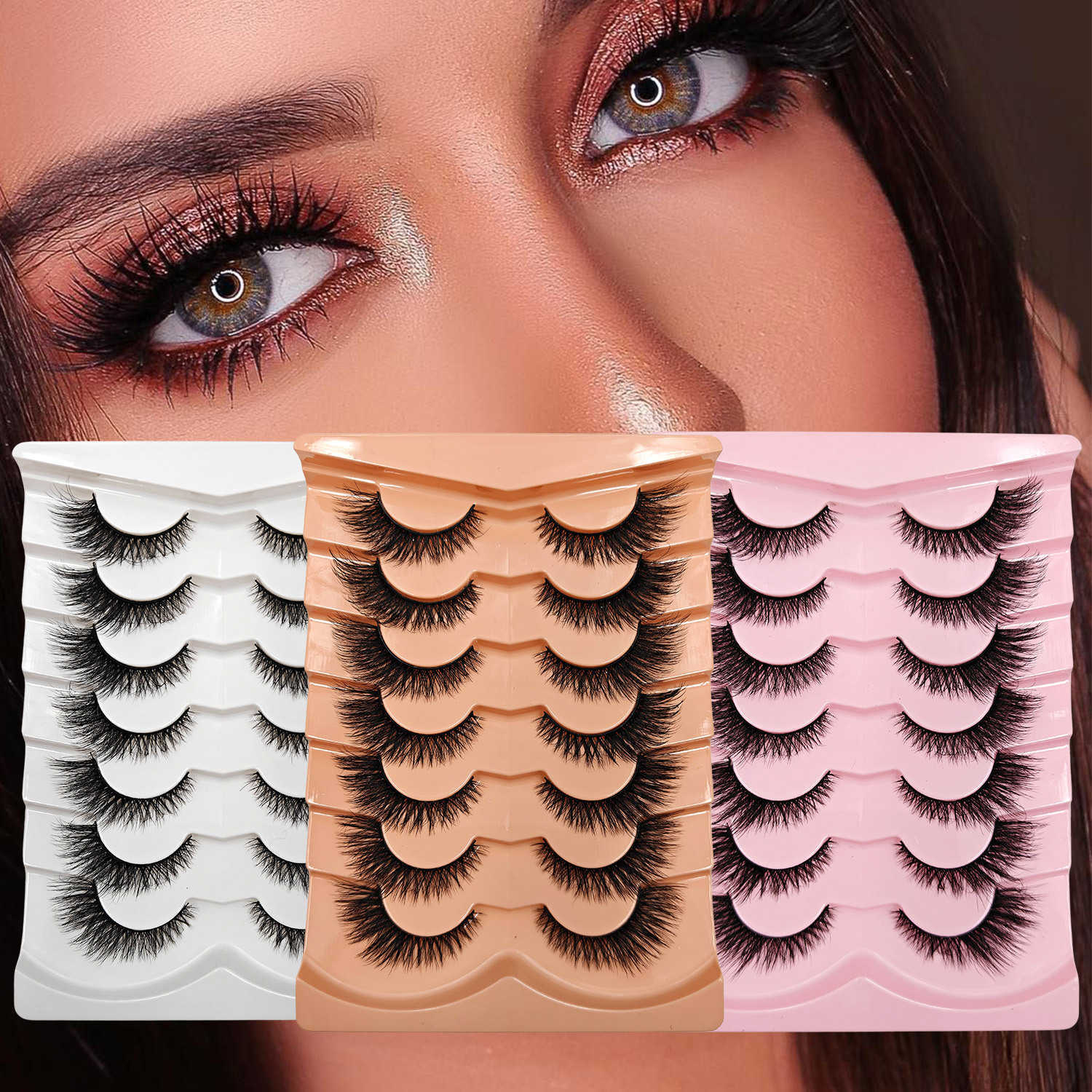Seven pairs of dense explosive eyelashes messy and fluffy synthetic false eyelashes W250324