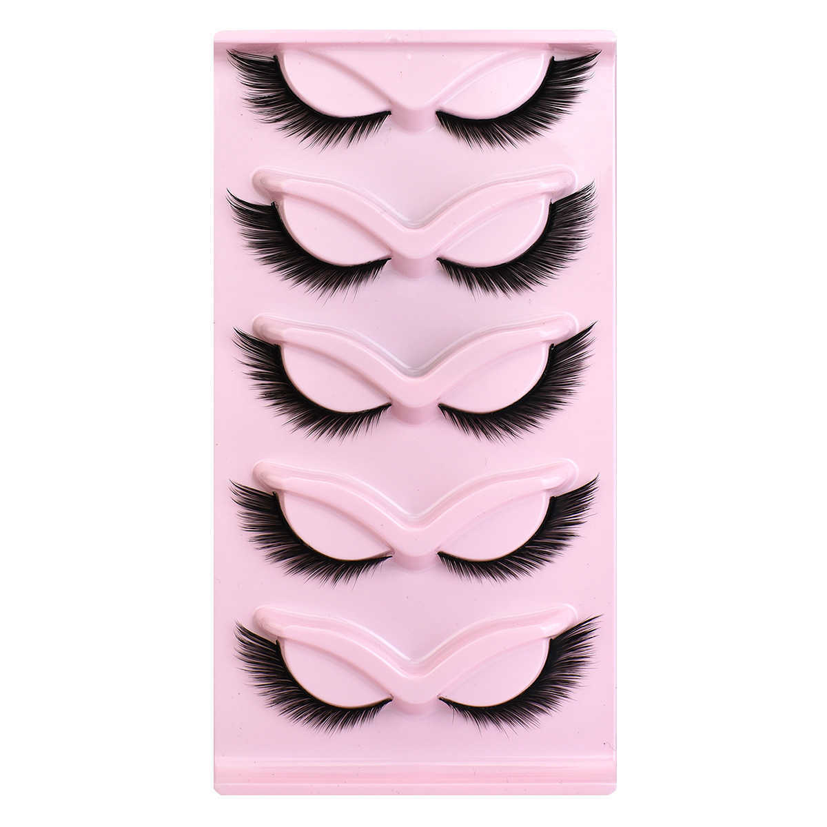5 pairs of full fox eye cat eye false eyelashes thick and curled simulated fox style eyelashes W250324