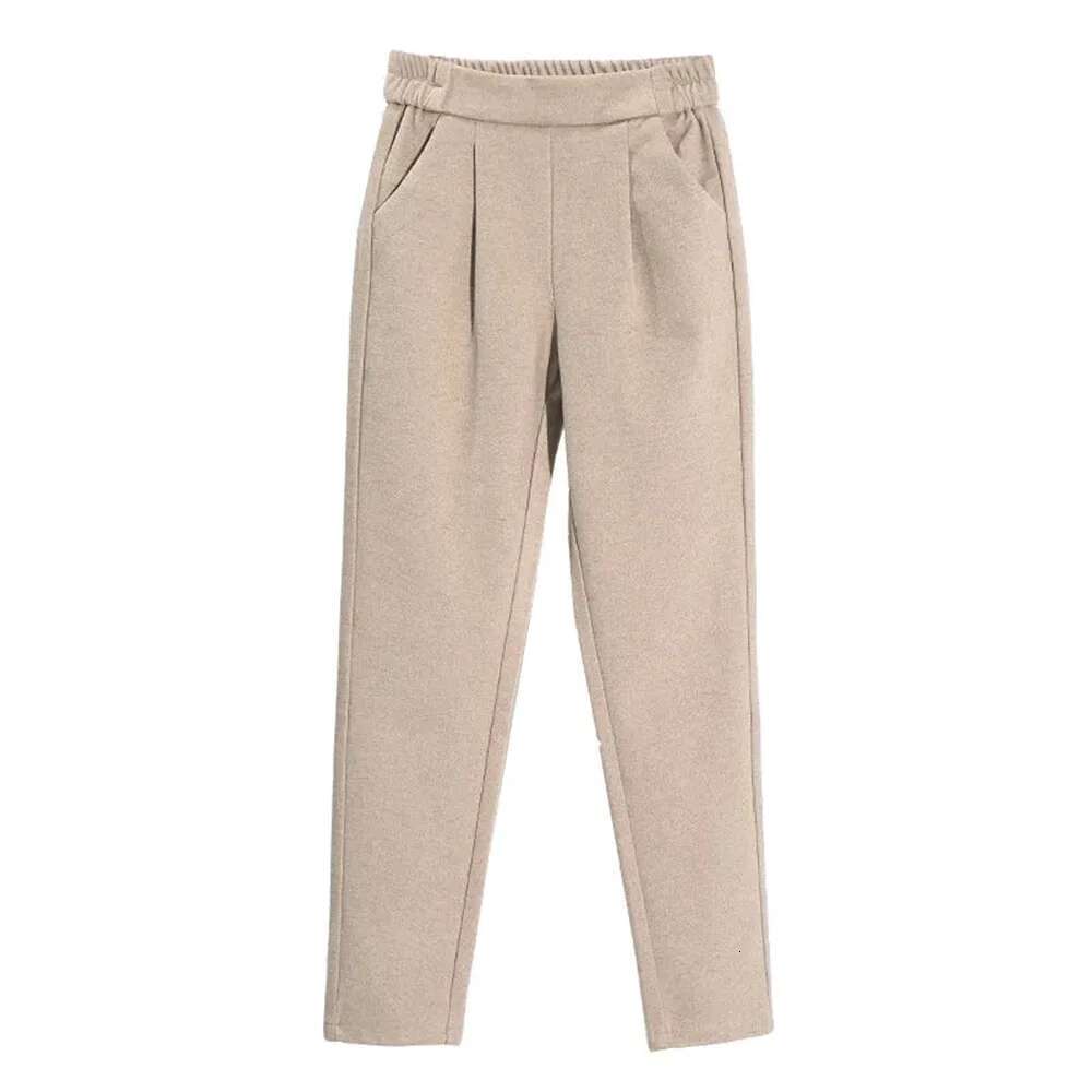 Woolen Women's 2025 Spring Autumn And Winter New High-Waist Thin Radish Trousers Feet Harem Pants Female L525