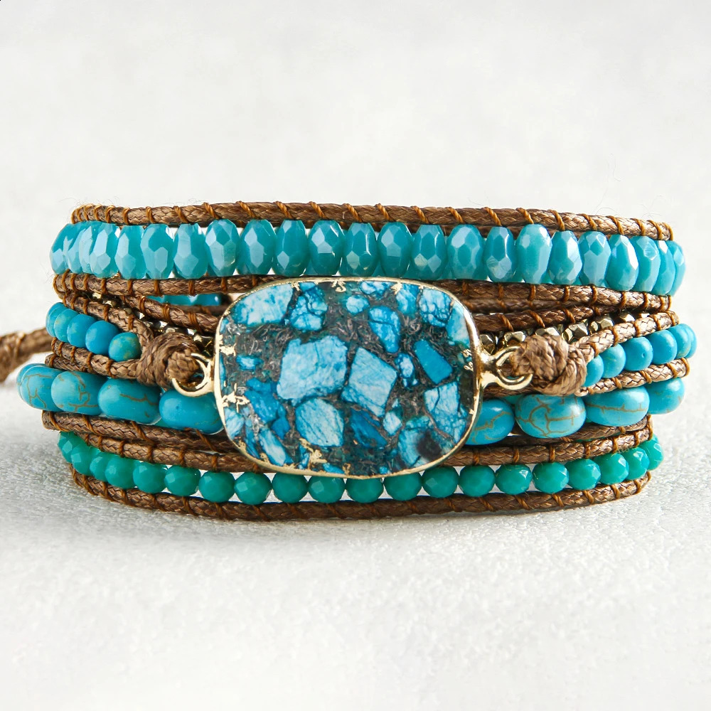 RH Fashion Bohemian Jewelry Natural Stones Charm 5 Strands Mix Handmade Wrap Bracelets Festival Gift 250318