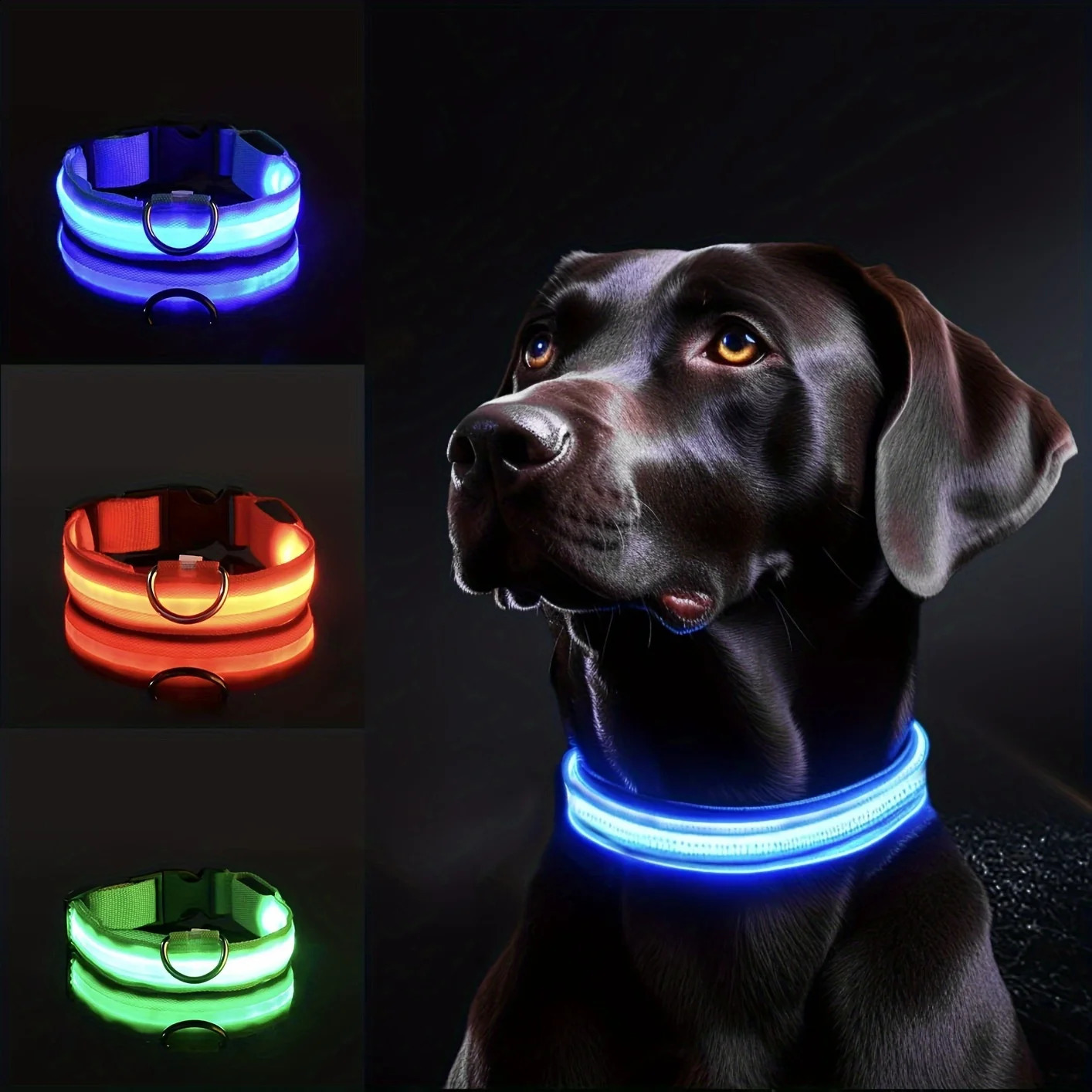 Reflective LED Dog Collar for Night Safety - Durable Geometric Patterned Battery-Powered Ideal for Small/Medium Breeds 250320