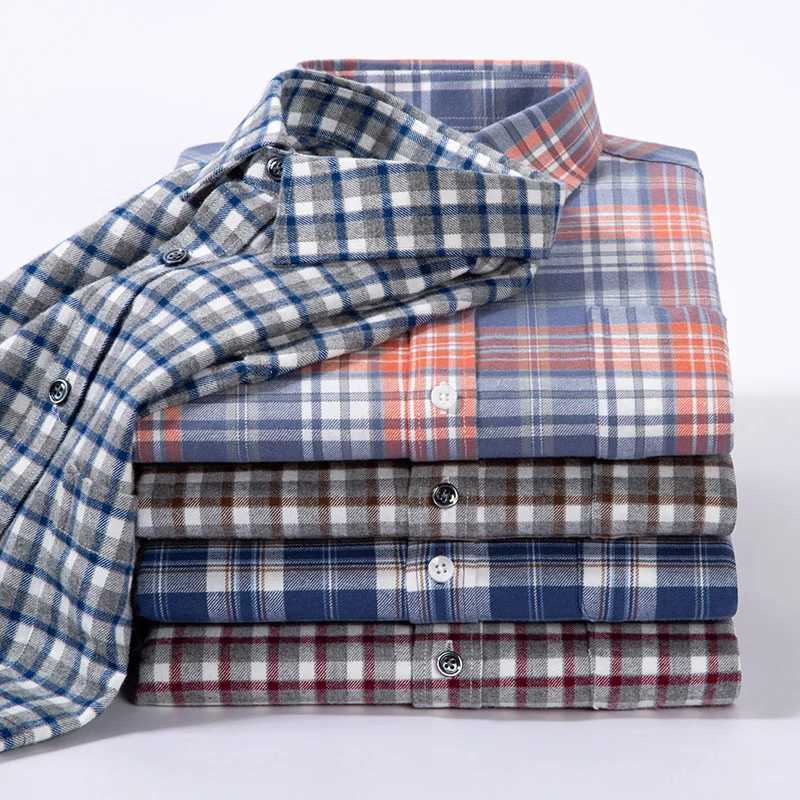 2024 high-quality 100% pure cotton Plus size 5xL mens long sleeved shirt fashionable plain casual striped dress business work mens shirt X250324