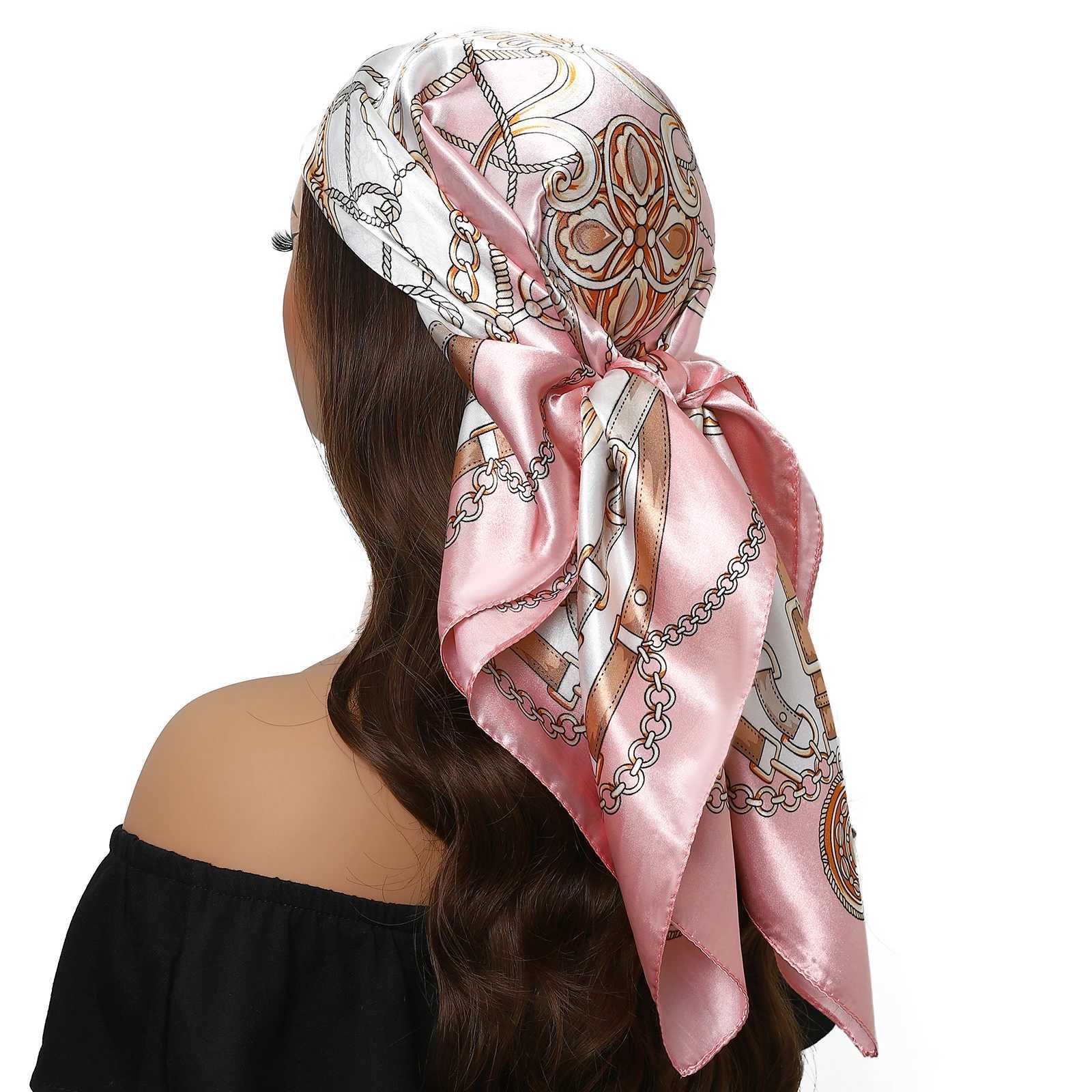 90 * 90cm Muffler Fashion Silk Scarf Womens Outdoor Printing Luxury Neck Hair Decoration Strap Scarf Outdoor Small Kerchie Soft Packaging X250324
