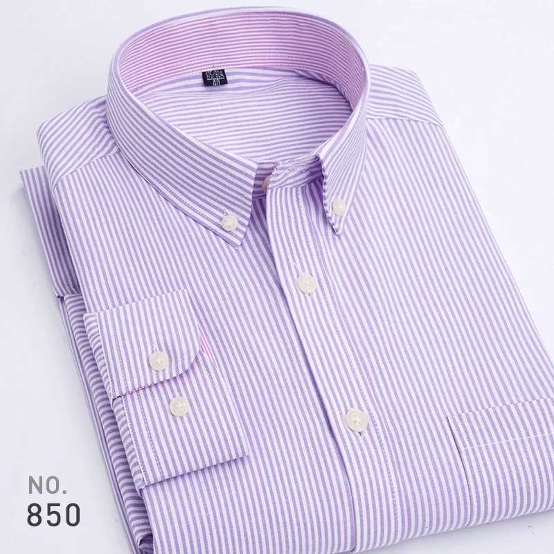 Mens long sleeved striped shirt Oxford dress plain weave mens high-quality slim fit Smatr casual shirt brand clothing X250324