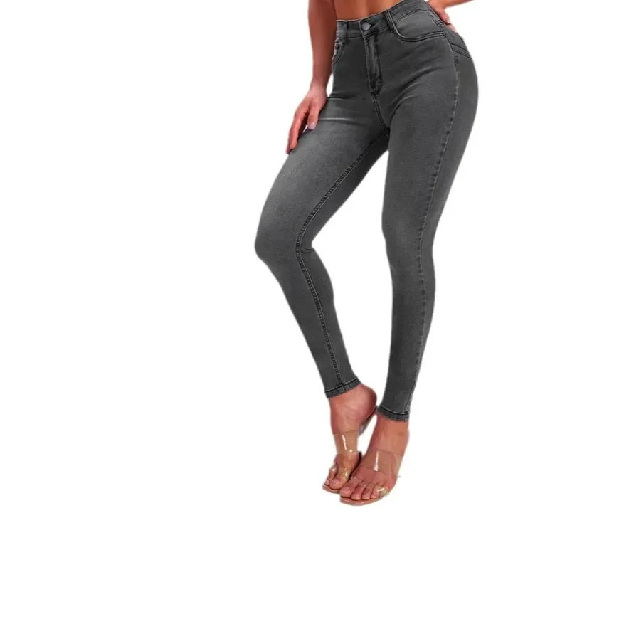 High waisted slim fit elastic womens jeans autumn winter ankle pants denim Trousers 250324