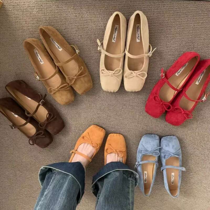 Dress New Fashion French Style Girl Bow Multifunctional Pig Nose Princess Women's Flat Shoes Multicolor