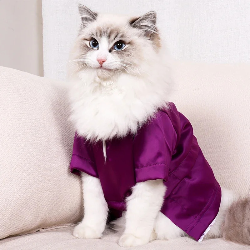 Fashion pet clothing summer shirts cat silk breathable thin non stick fur traditional Chinese 250318