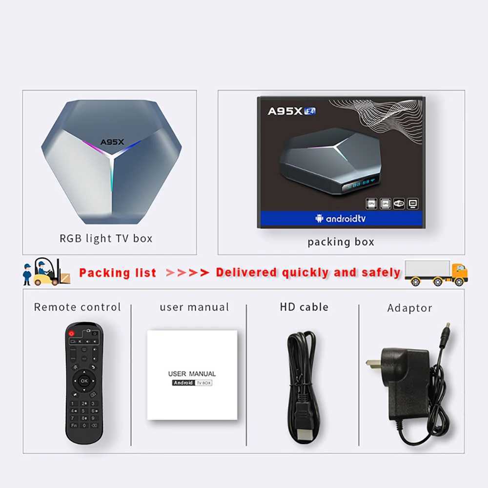 2025 A95X F4 RGB Light Smart TV Box Android 11 Amlogic S905X4 4G 64GB 32G Wifi BT Media Player TVBOX A95XF4 2G16G Set Top Box X250325