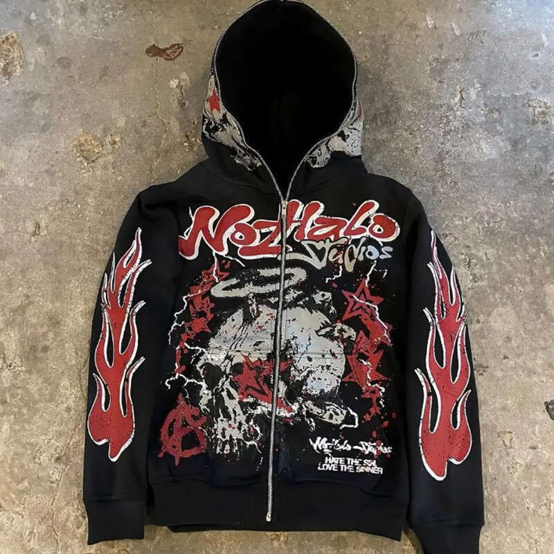 fashion street trendsetters loose trendy letter printed cardigan hooded long sleeved sweatshirt gift for man